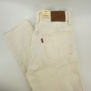 NWT Levis 501 Original High Rise Straight Leg Jeans Cream Off White  23x32